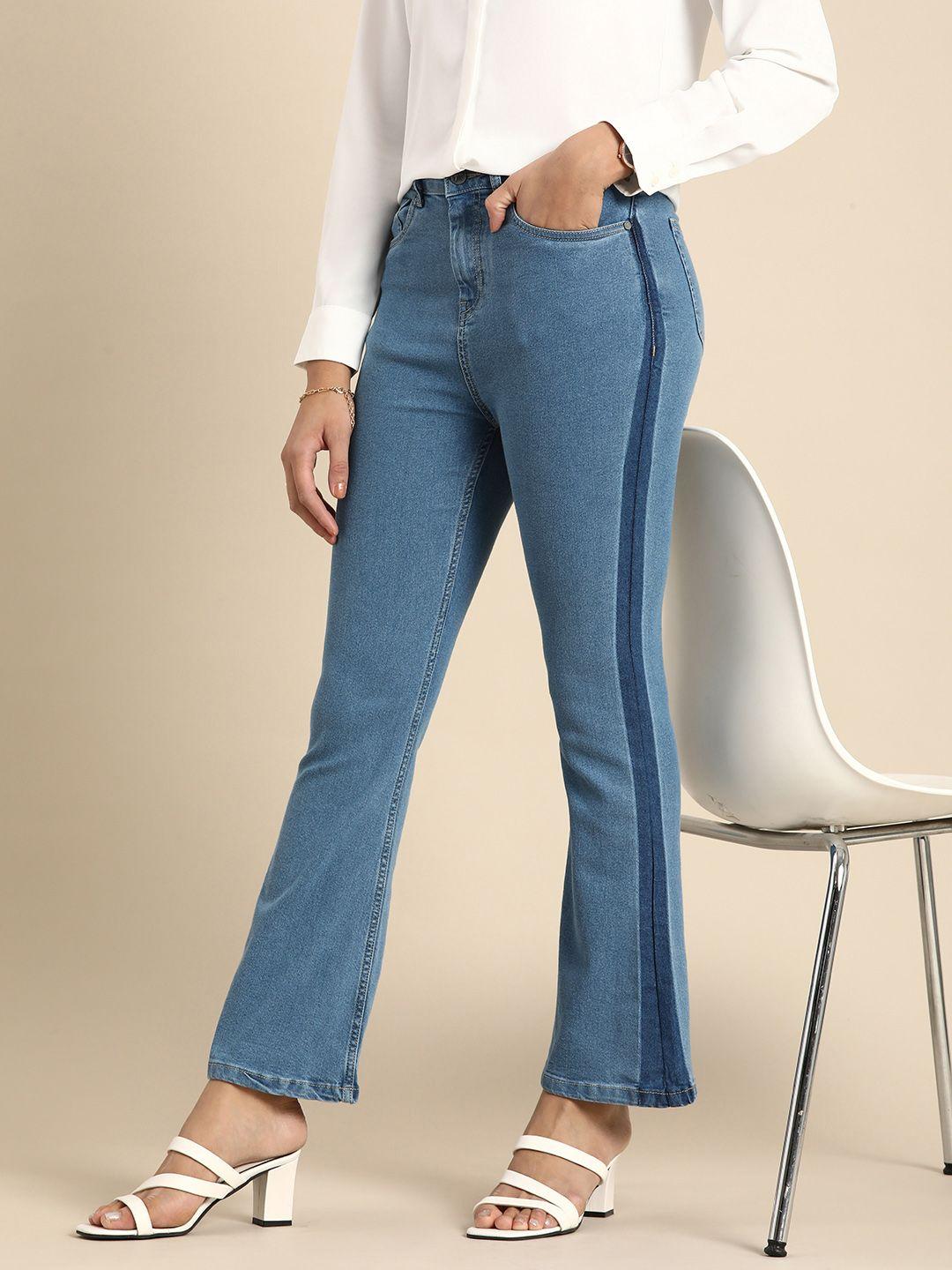 all about you women bootcut heavy fade stretchable mid-rise jeans