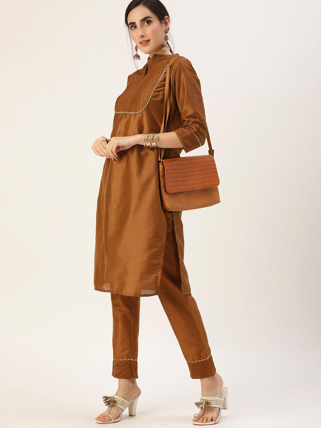 all about you women brown kurta with trousers