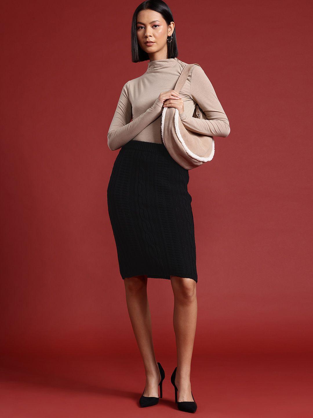 all about you women cable knit pencil skirt