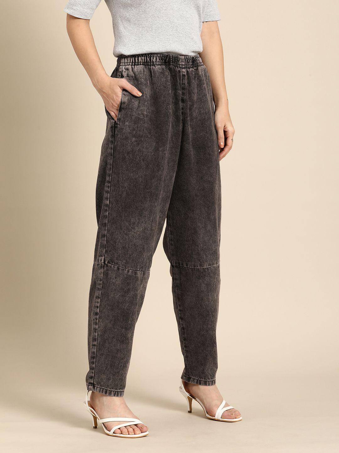 all about you women charcoal light fade cotton jogger