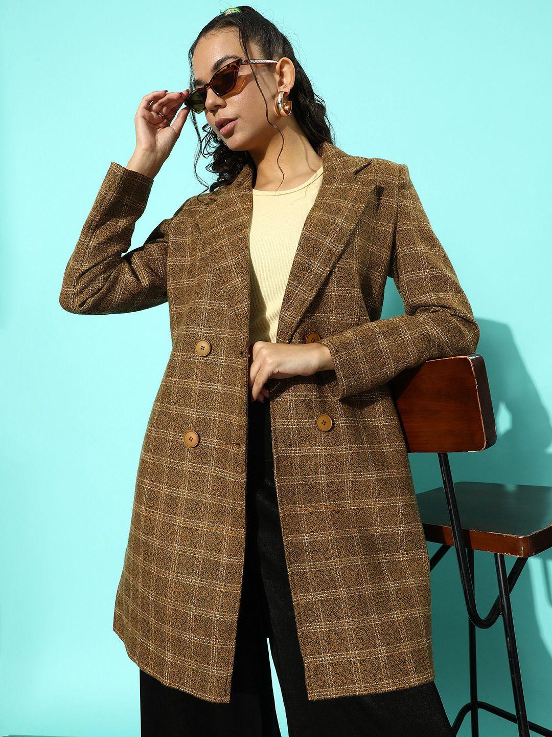 all about you women checked overcoat