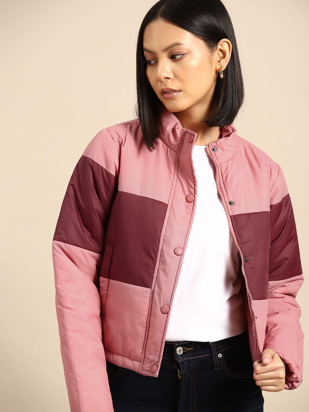 all about you women colourblocked padded jacket