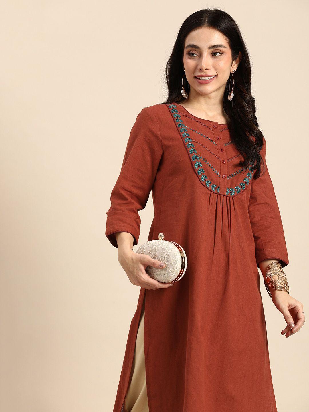 all about you women ethnic motifs embroidered thread work kurta