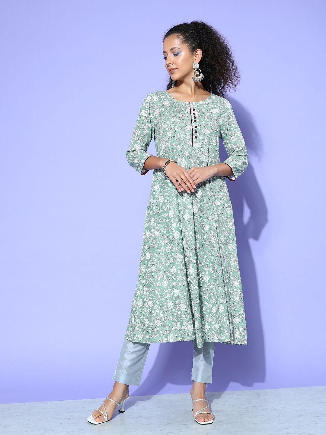 all about you women floral printed anarkali kurta