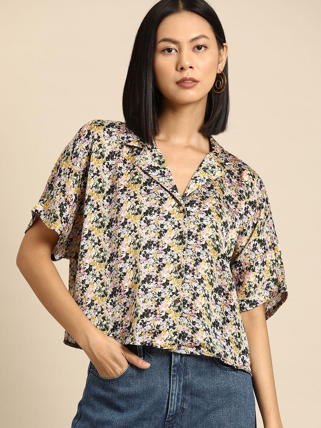all about you women floral printed boxy fit casual shirt
