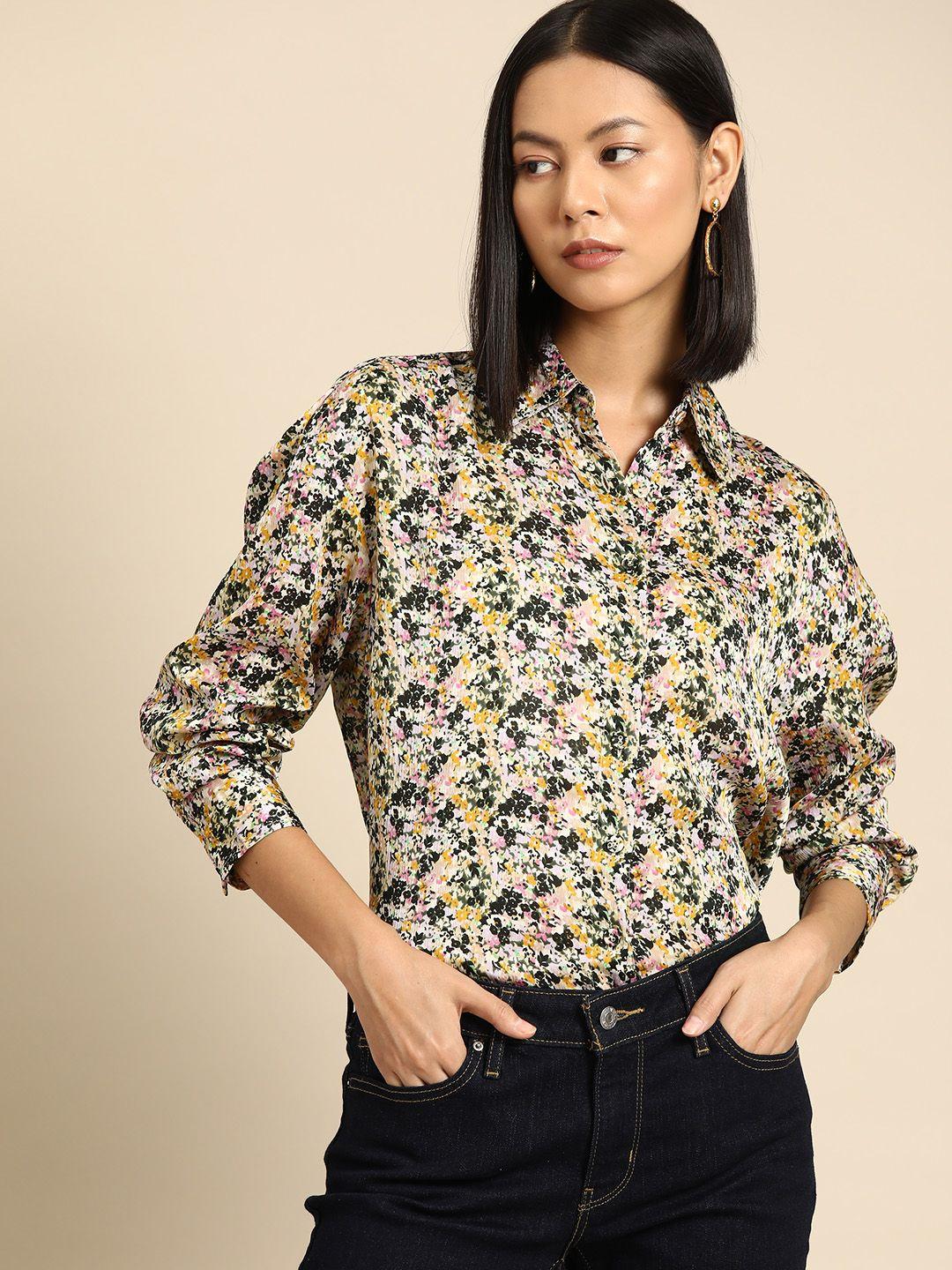 all about you women floral printed high-low casual shirt