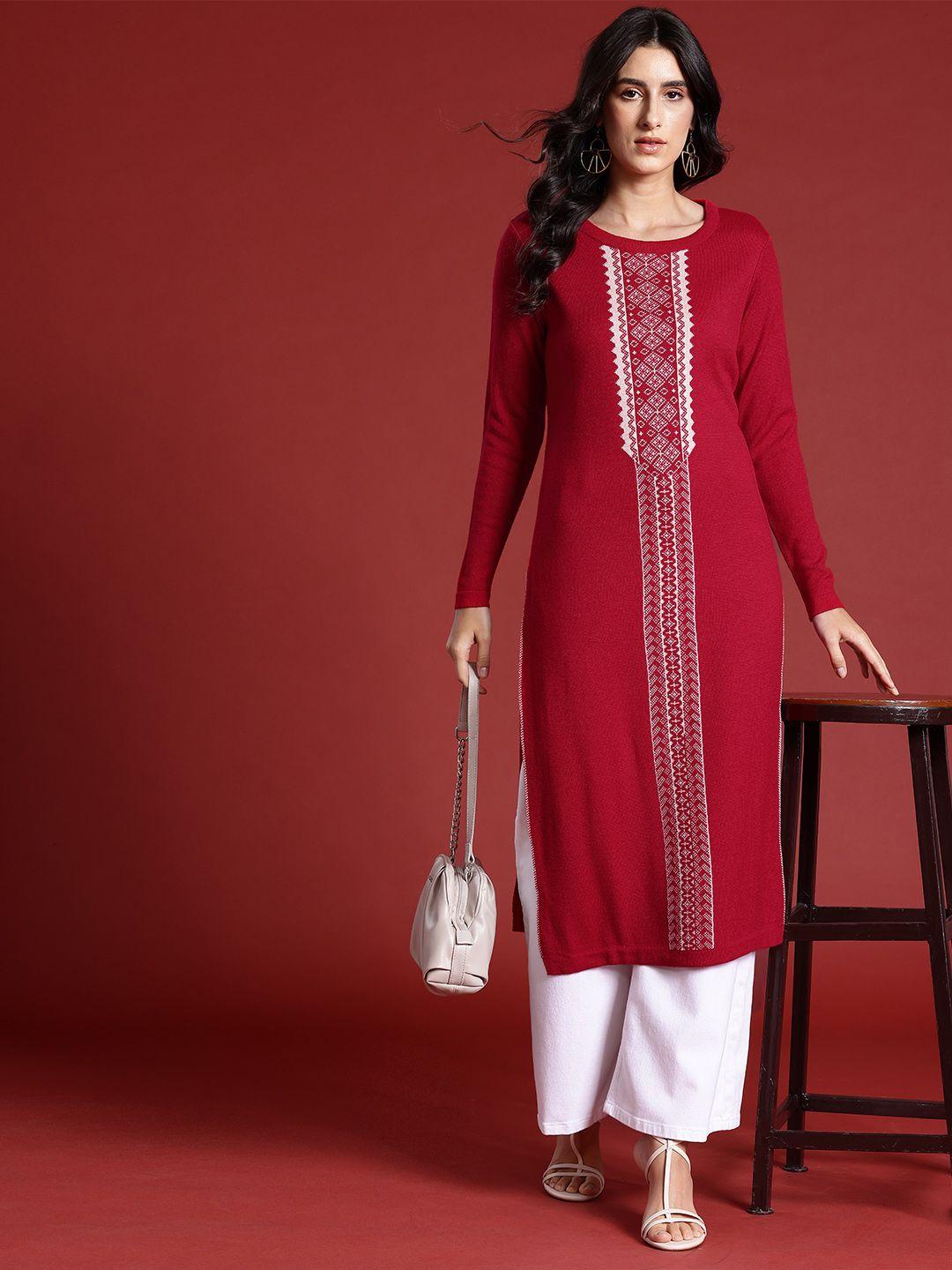 all about you women geometric winter kurta