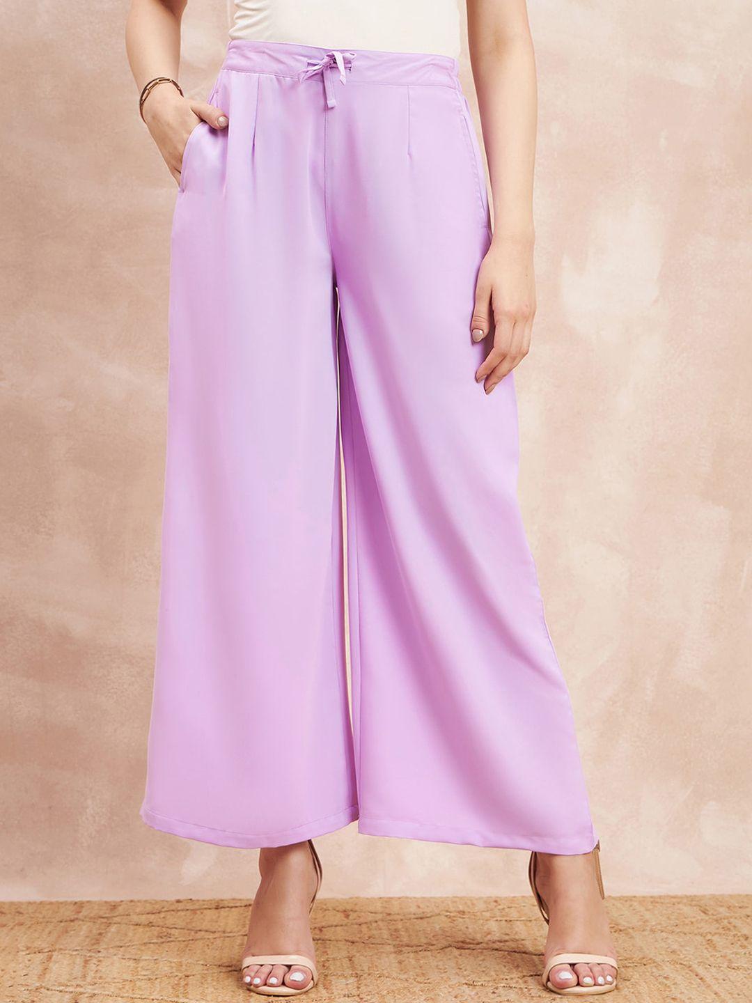 all about you women lavender comfort flared high-rise pleated trousers