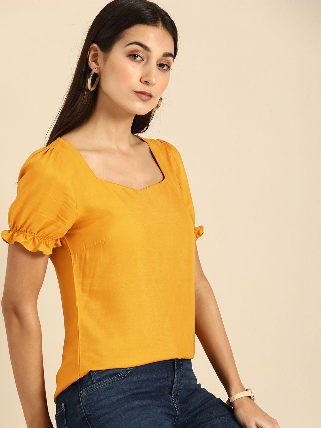 all about you women mustard yellow top
