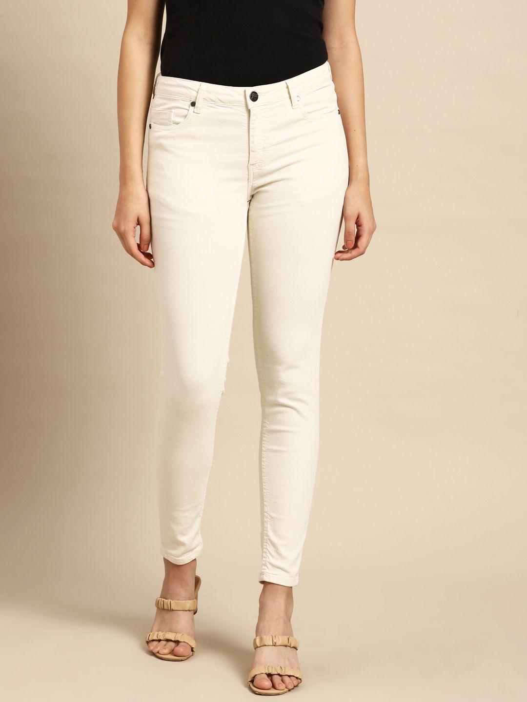 all about you women off white skinny fit stretchable jeans