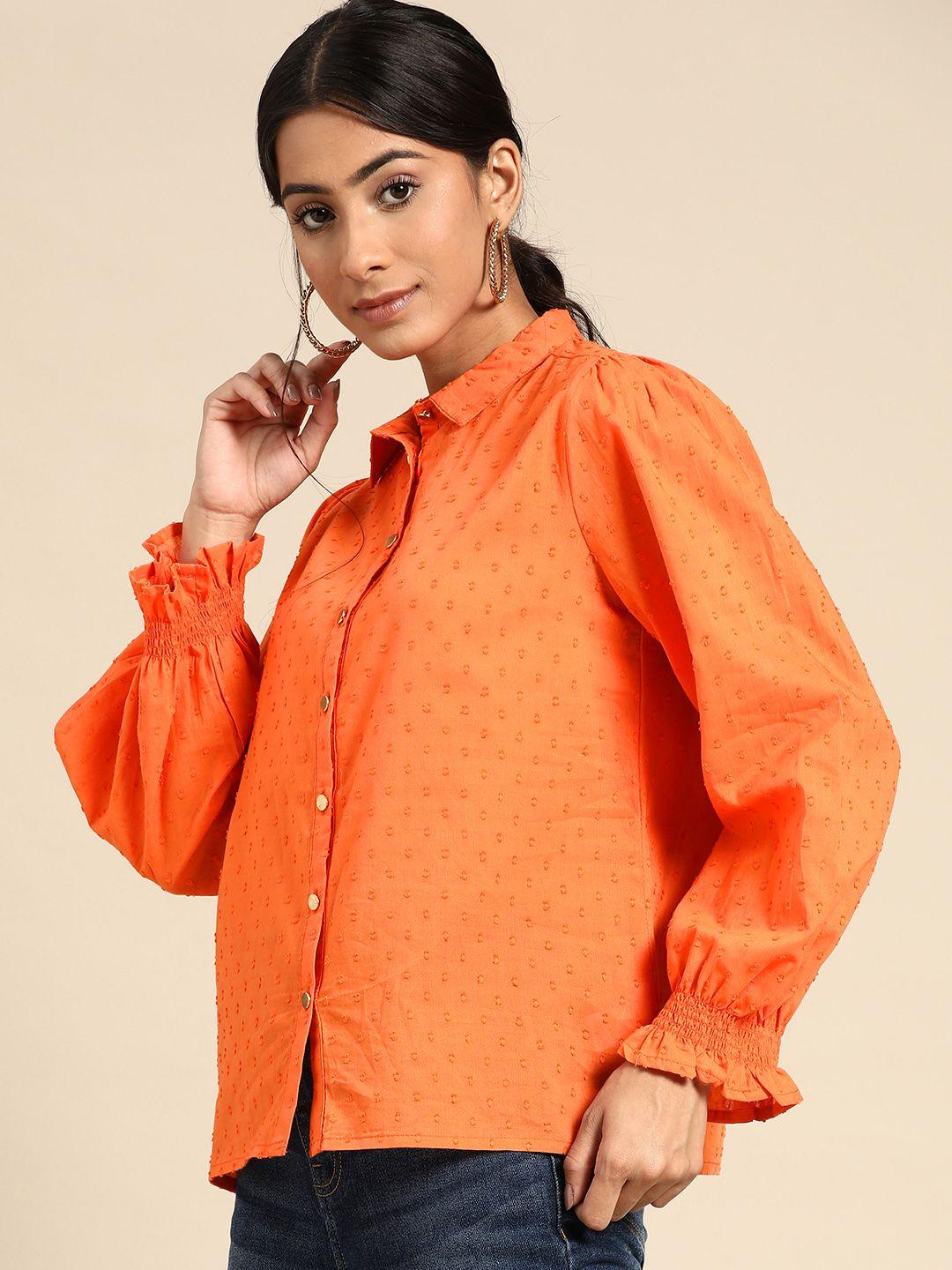 all about you women orange casual shirt