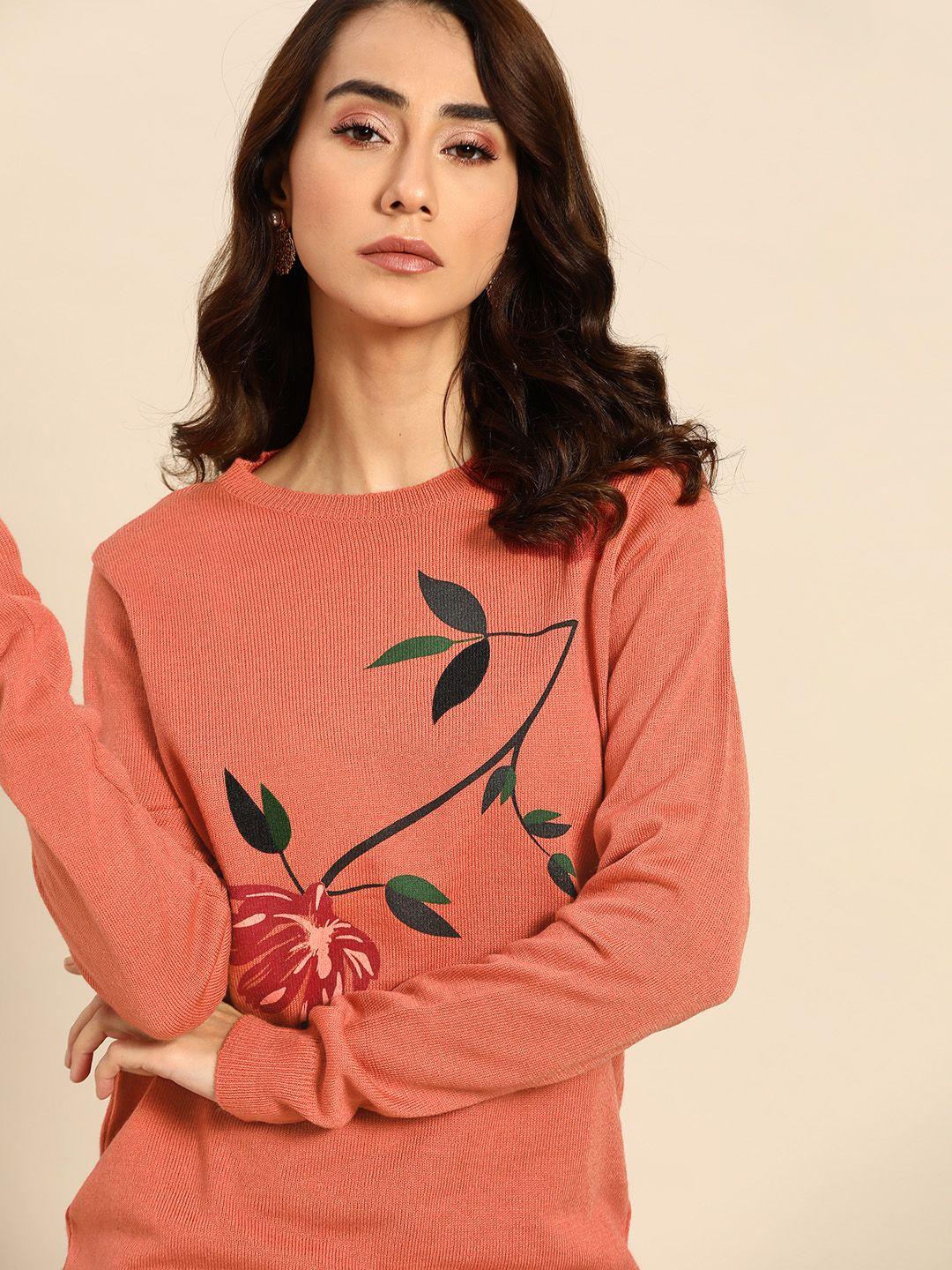 all about you women pink floral printed pullover