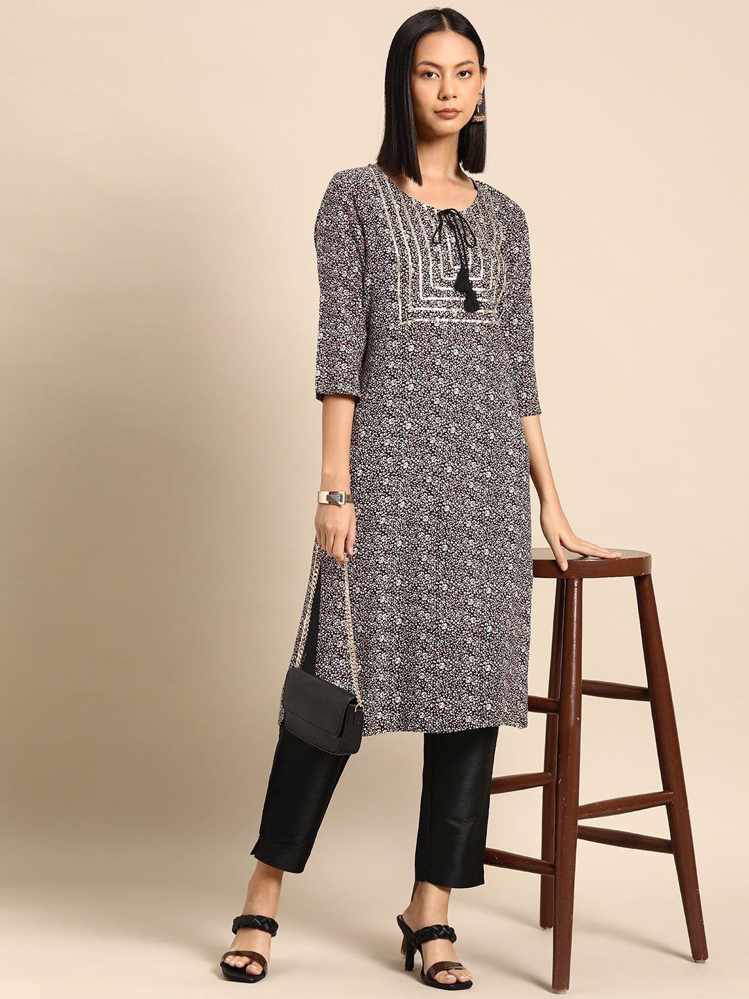 all about you women printed gotta patti kurta