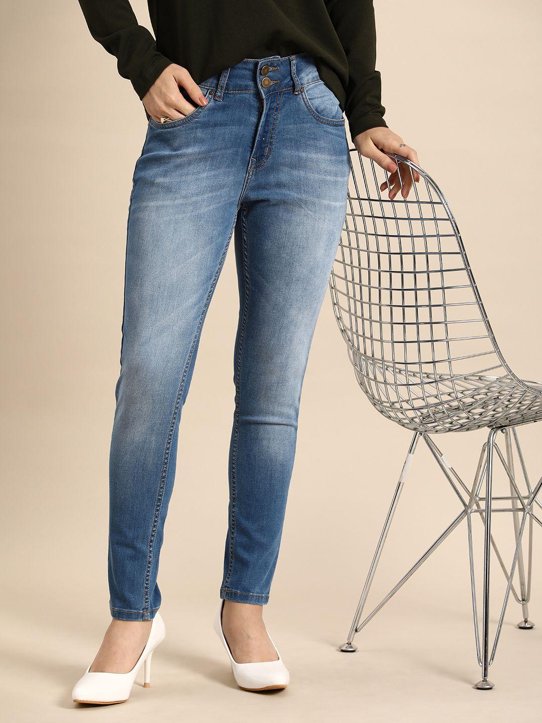 all about you women skinny fit high-rise light fade stretchable jeans