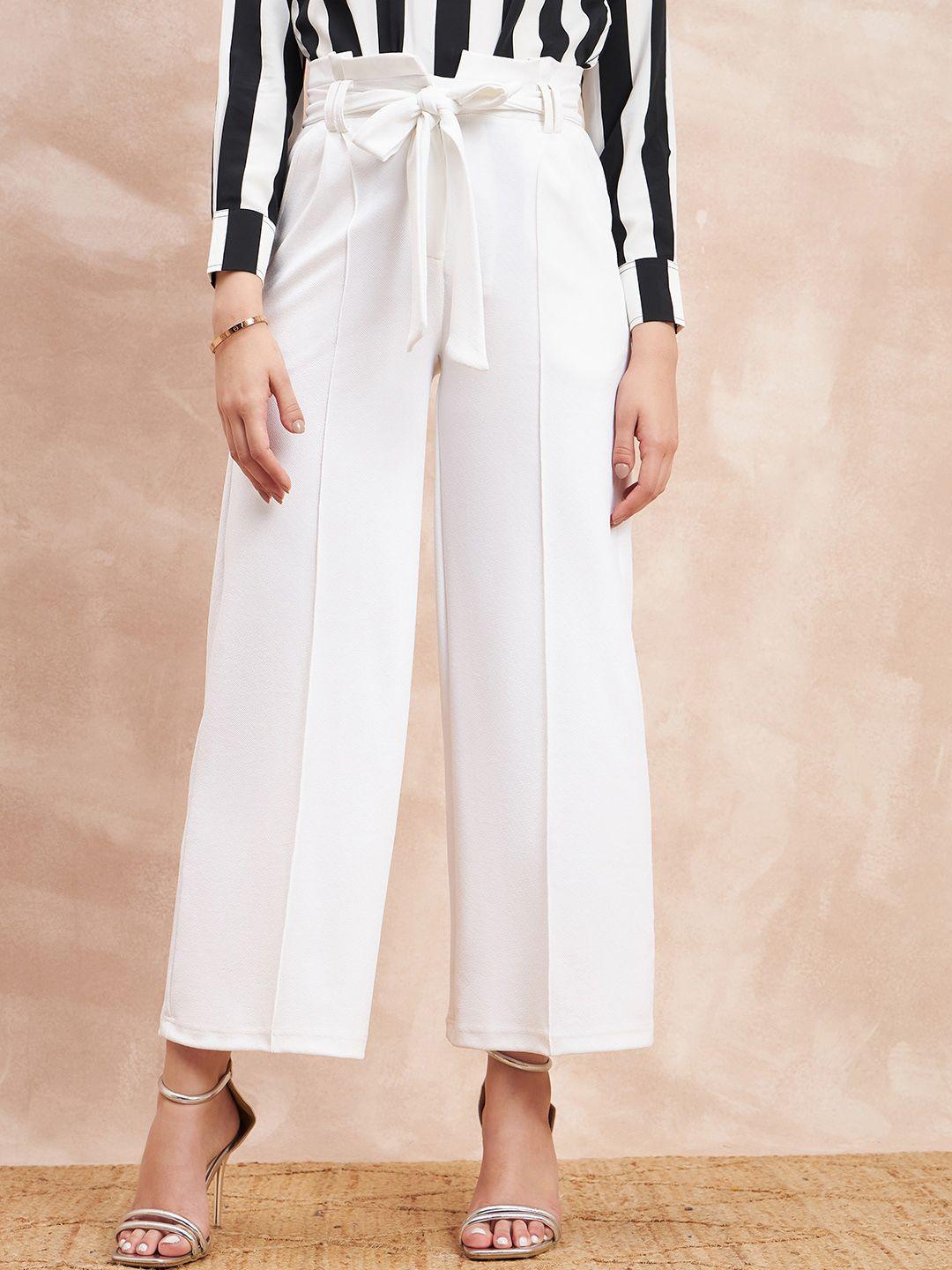 all about you women white comfort flared high-rise parallel trousers