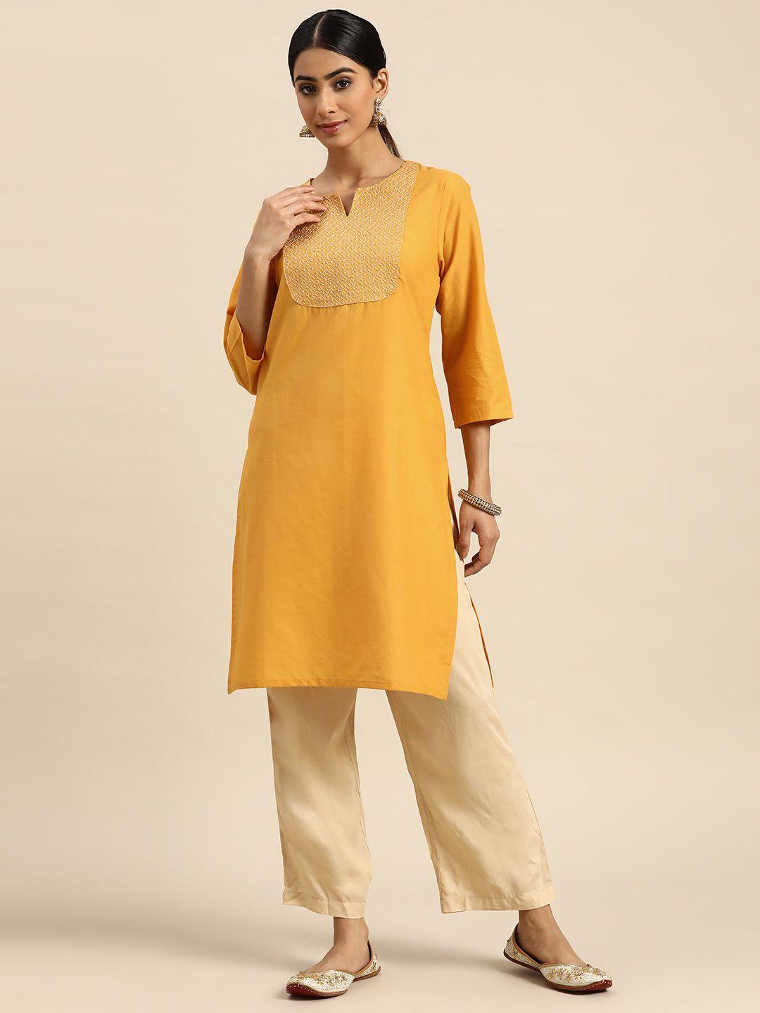 all about you women yoke zari detail kurta