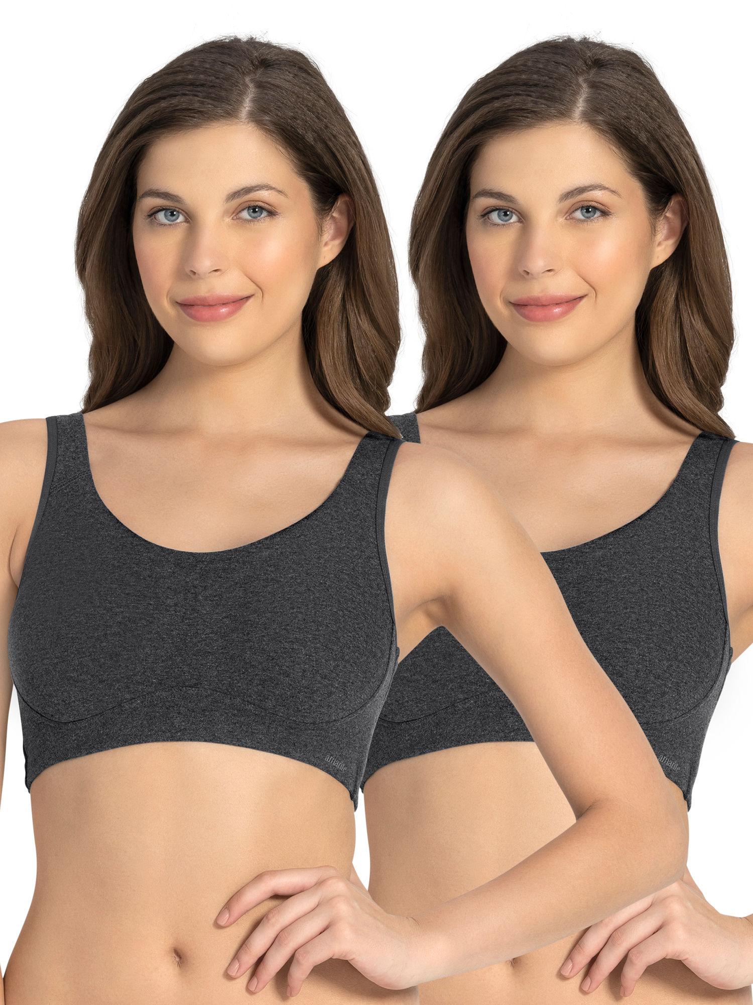 all day lounge non-padded & non-wired bra pack of 2 - grey