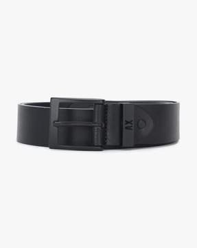 all-over embossed logo leather belt