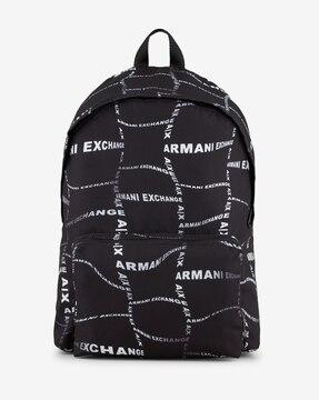 all-over logo print backpack with zip closure