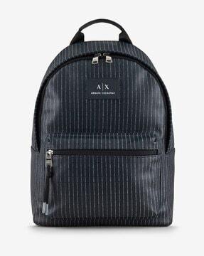 all-over logo print laptop backpack with zip closure & front pocket