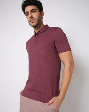 all-over micro logo print regular fit polo t-shirt