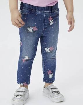 all-over minnie mouse print skinny fit jeggings