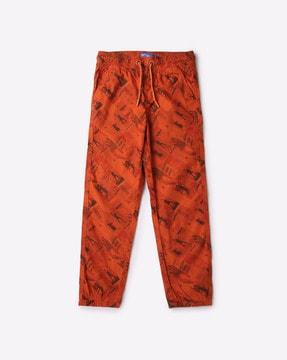 all-over print joggers with drawstring waist