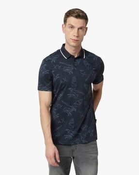 all-over eagle logo print polo t-shirt