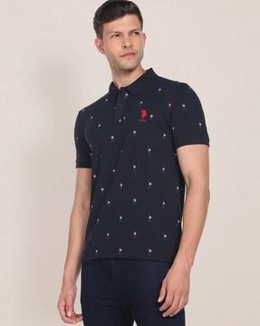 all-over logo print slim fit polo t-shirt