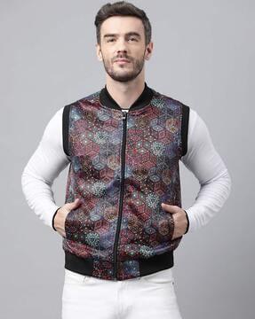 all-over print bomber jacket