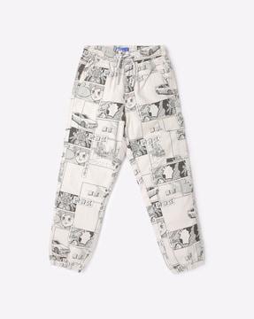 all-over print joggers with elasticated waistband