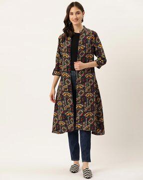 all-over print long shrug