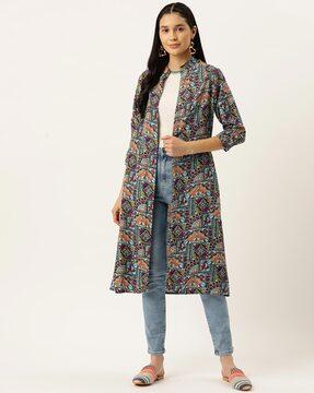 all-over print long shrug