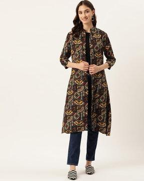 all-over print long shrug