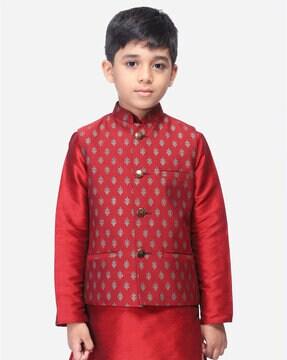 all-over print nehru jacket