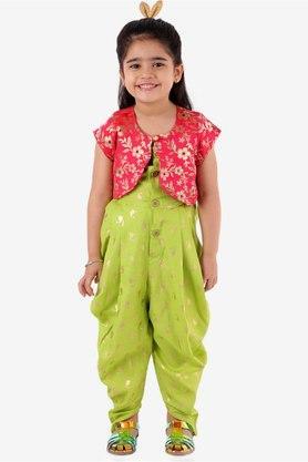 all over print polyester regular fit girls ethnic set - red