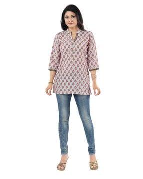 all-over print round-neck tunic