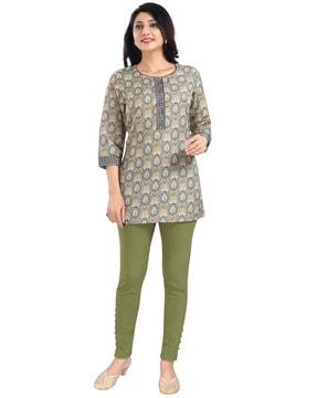 all-over print round-neck tunic