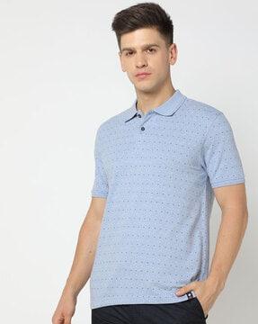 all-over print slim fit polo t-shirt