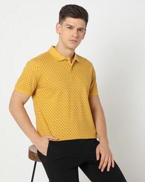 all-over print slim fit polo t-shirt