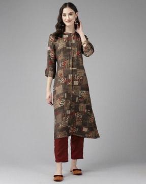 all-over print straight kurta