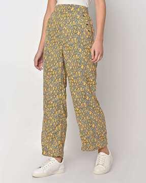 all-over print straight pants