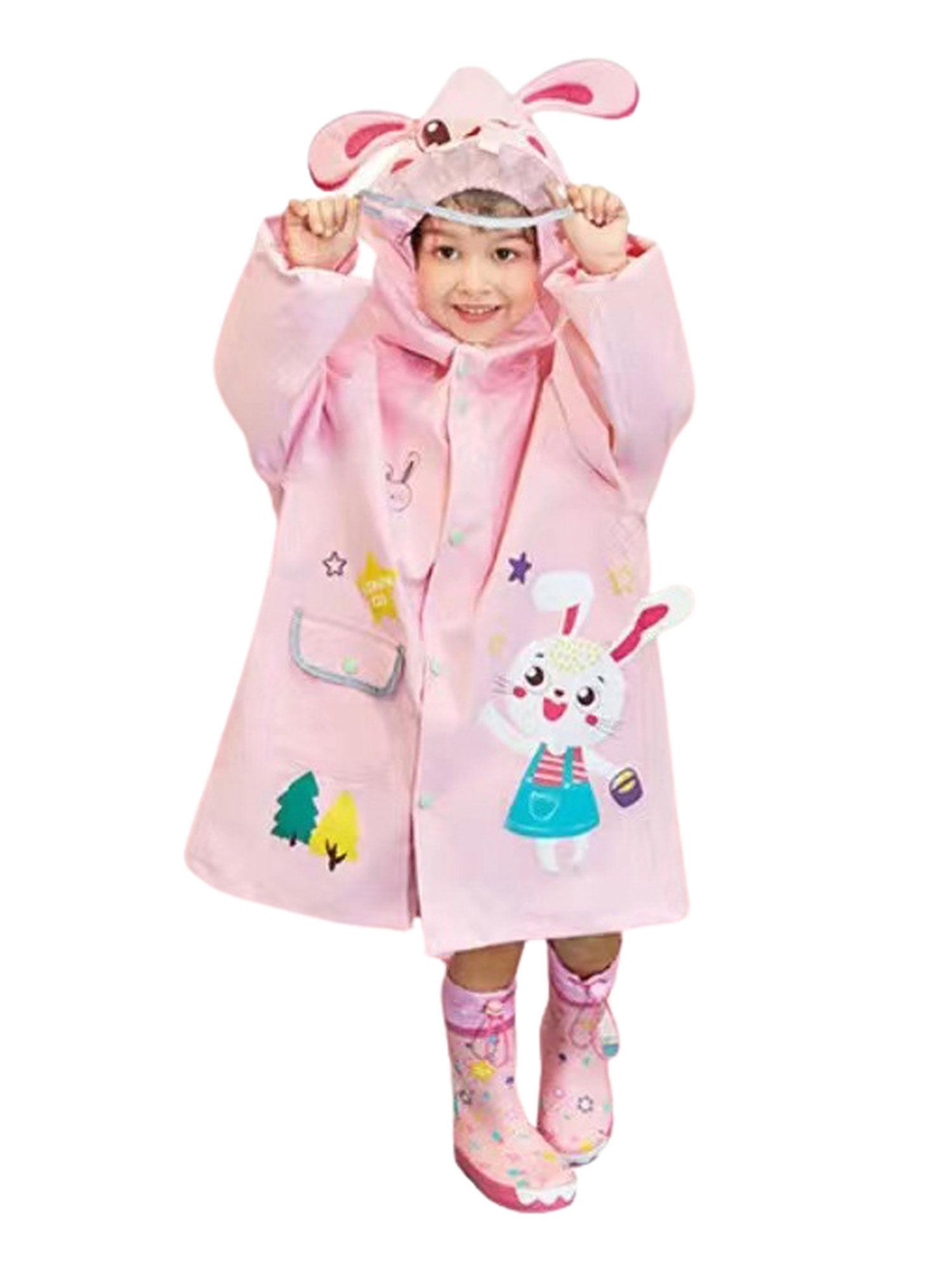 all over raincoat for kids mall baby pink rabbit theme