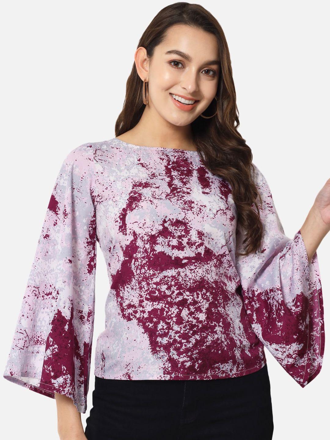 all ways you abstract printed flared sleeves top