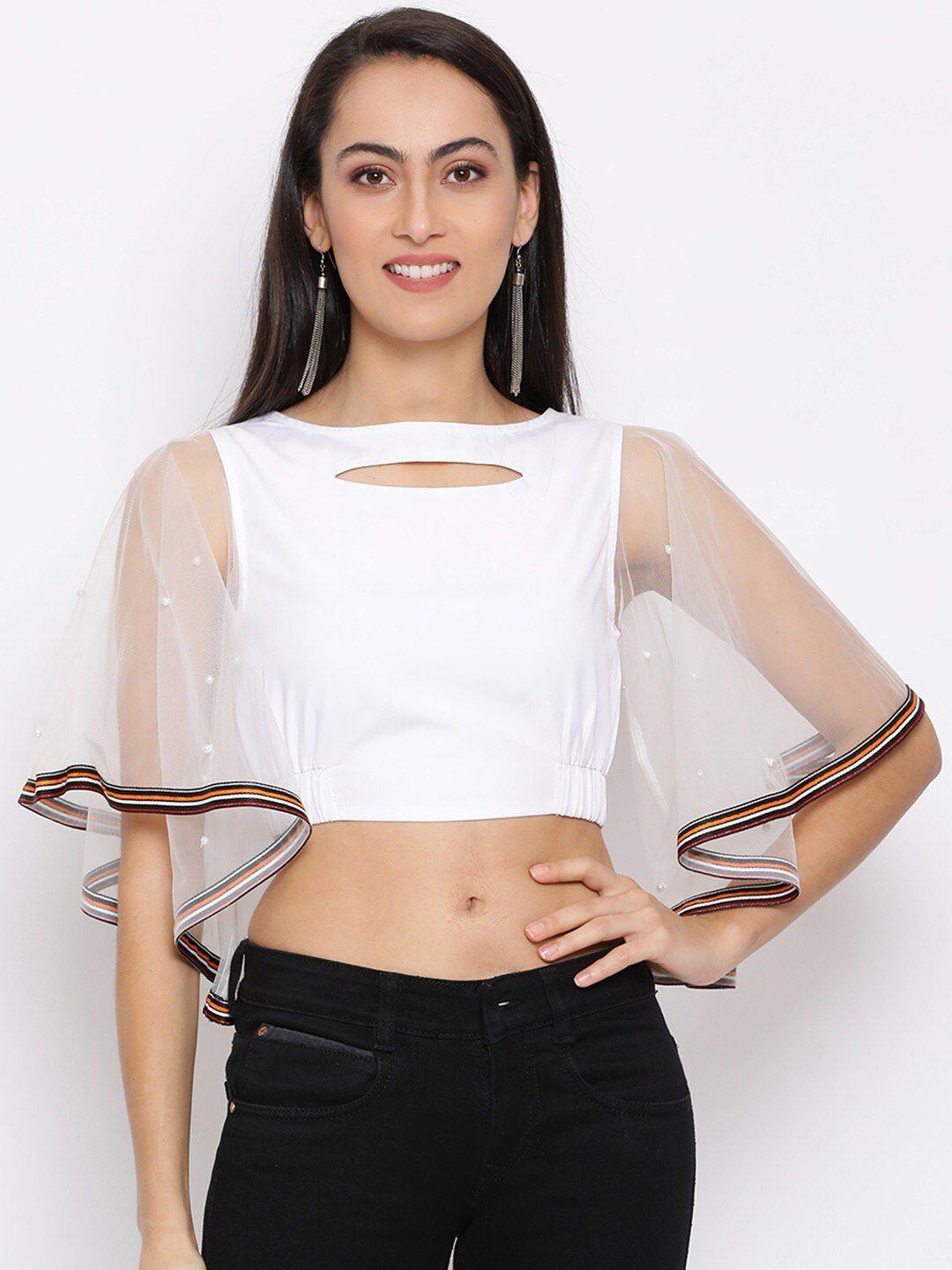 all ways you chocker neck flared sleeve crop top