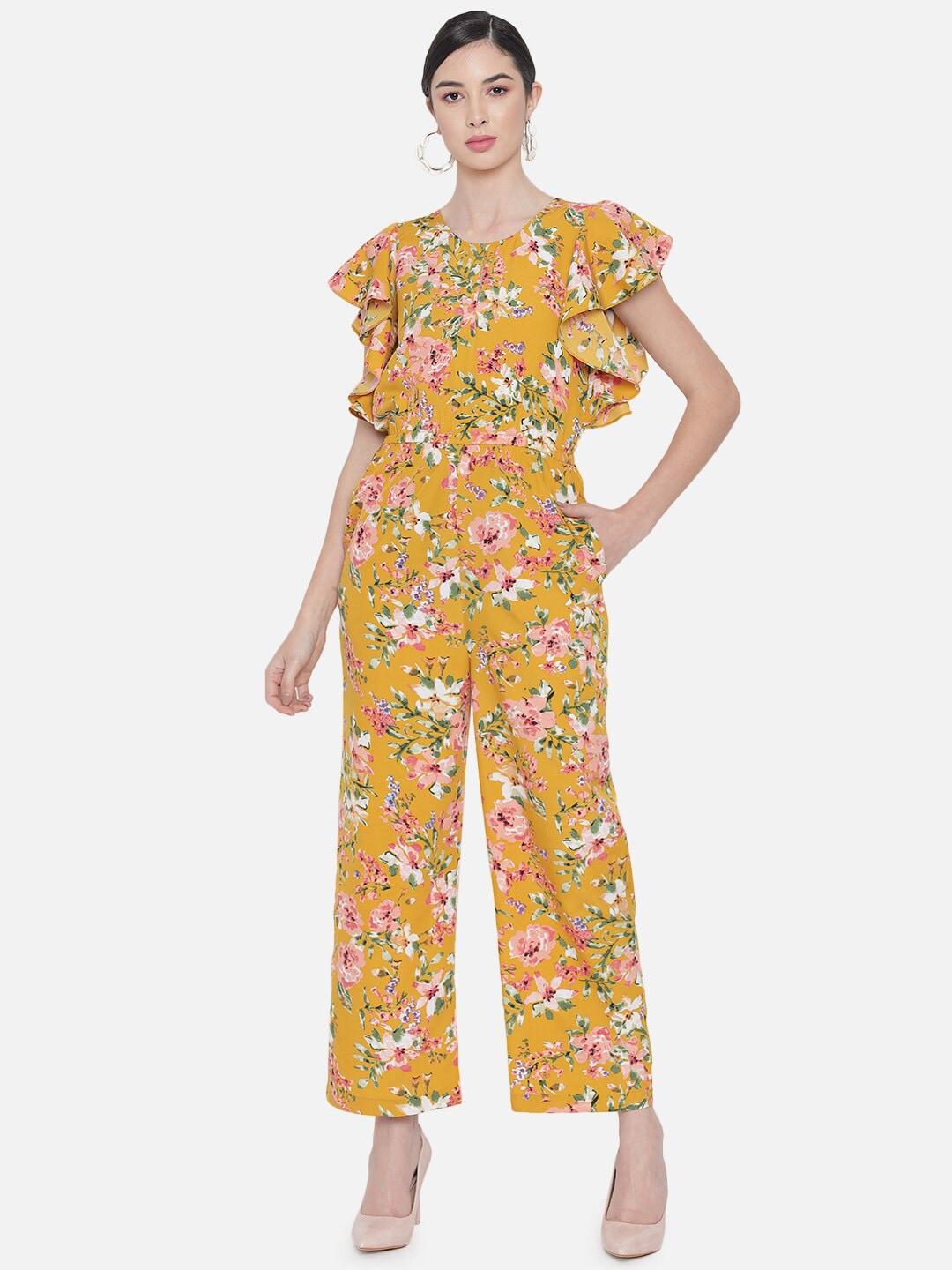 all ways you floral printed basic jumpsuit with ruffles