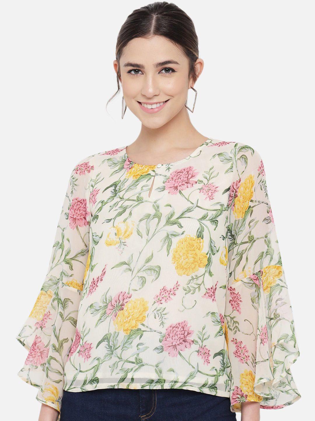 all ways you floral printed flared sleeves top