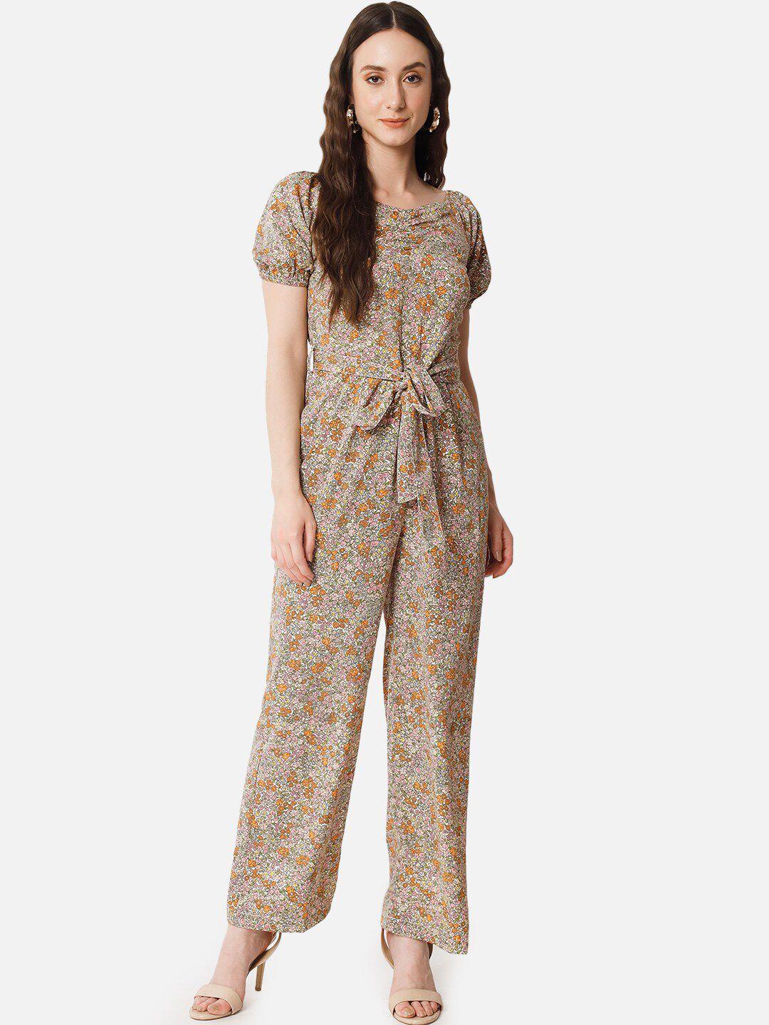 all ways you floral printed sweetheart neck waist tie-ups basic jumpsuit