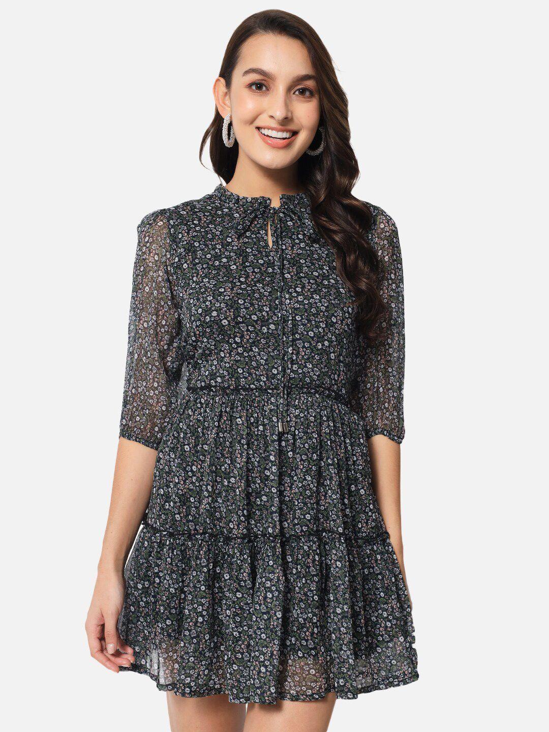 all ways you floral printed tiered fit & flare dress