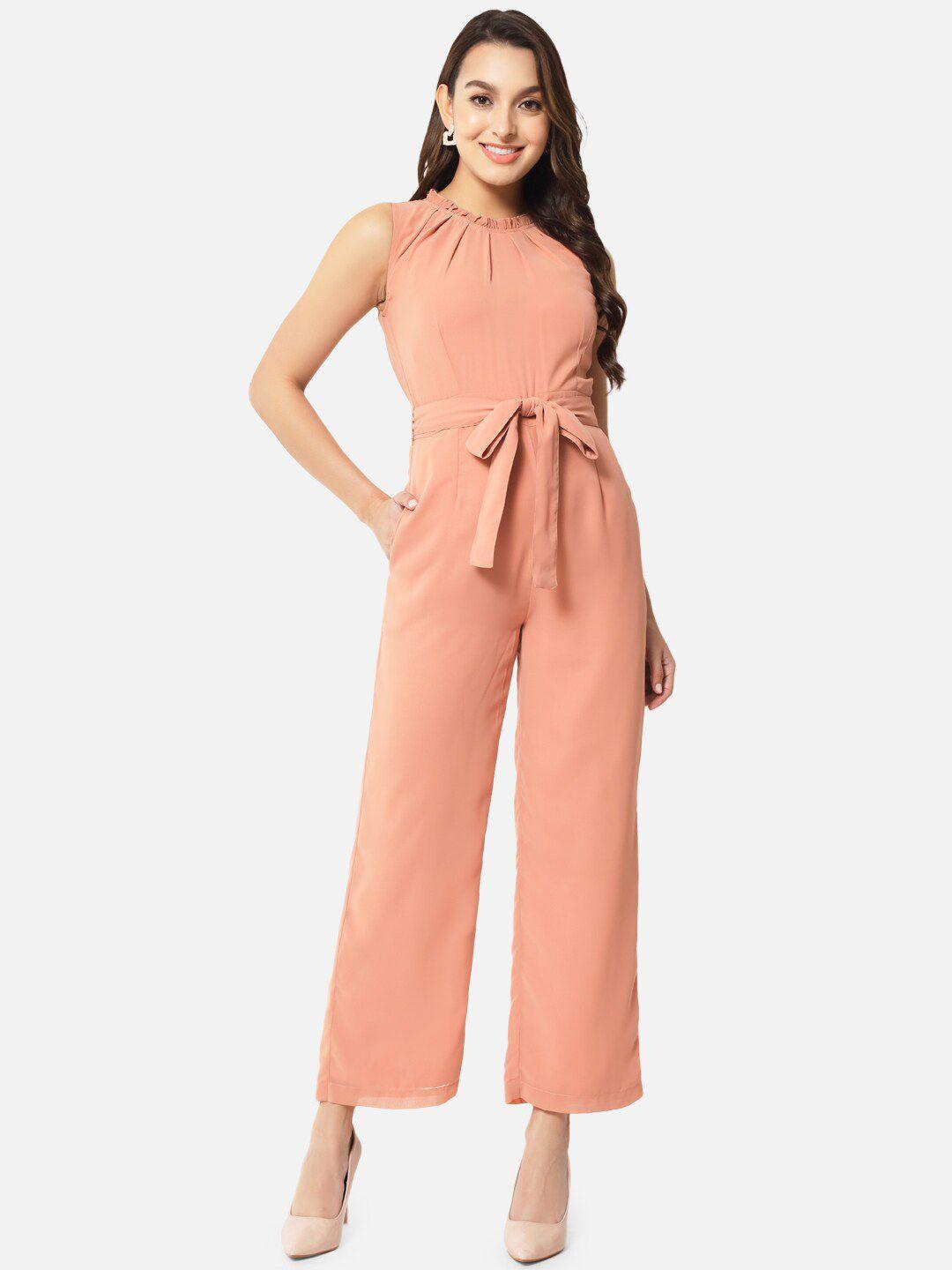 all ways you high neck with waist tie-ups basic jumpsuit